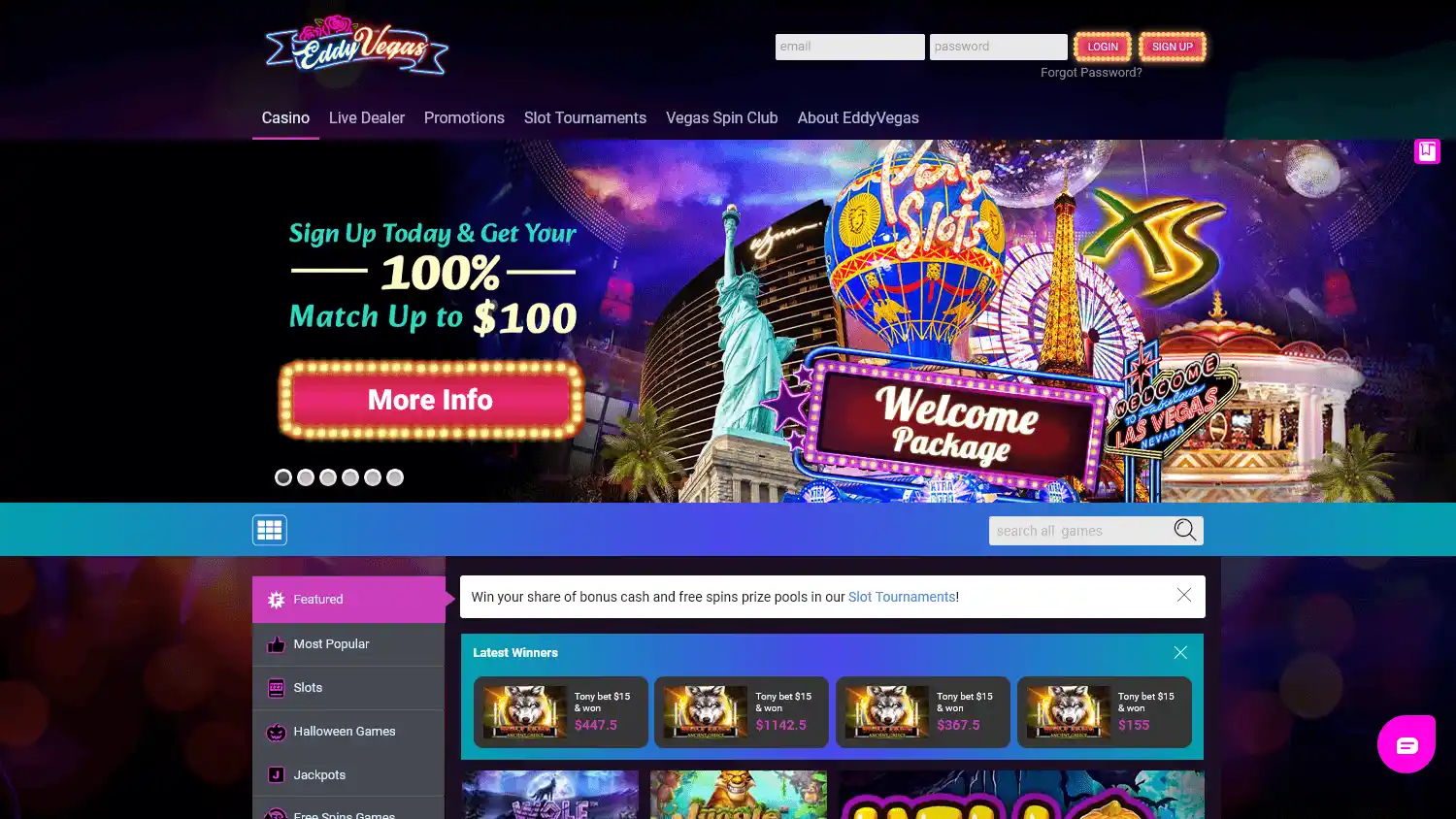 EddyVegas Casino screenshot 1