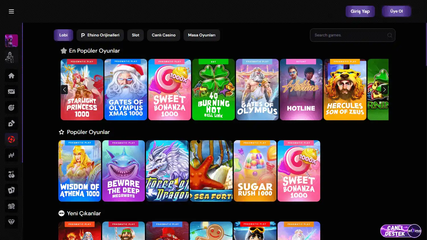 Efsino Casino screenshot 2