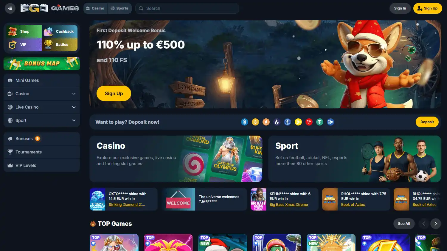 EgoGames Casino screenshot 1