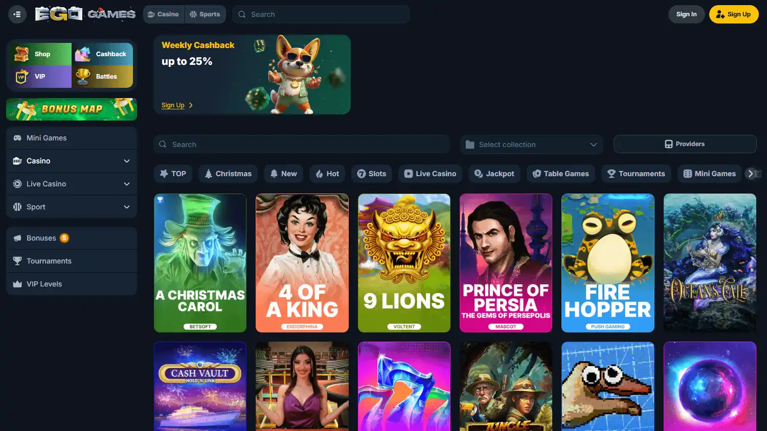 EgoGames Casino screenshot 2