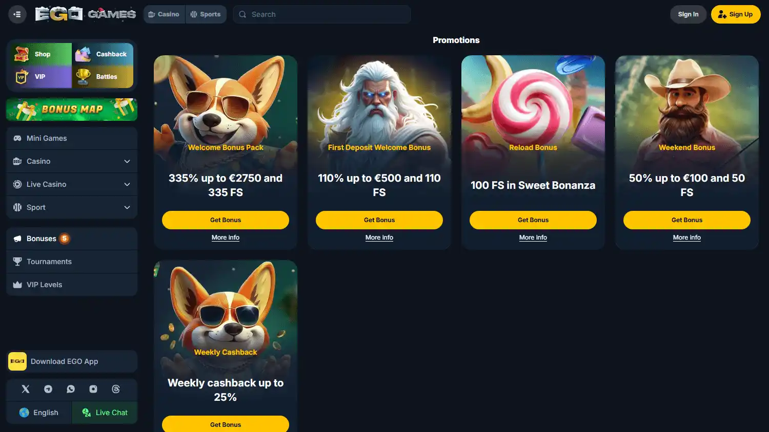 EgoGames Casino screenshot 3