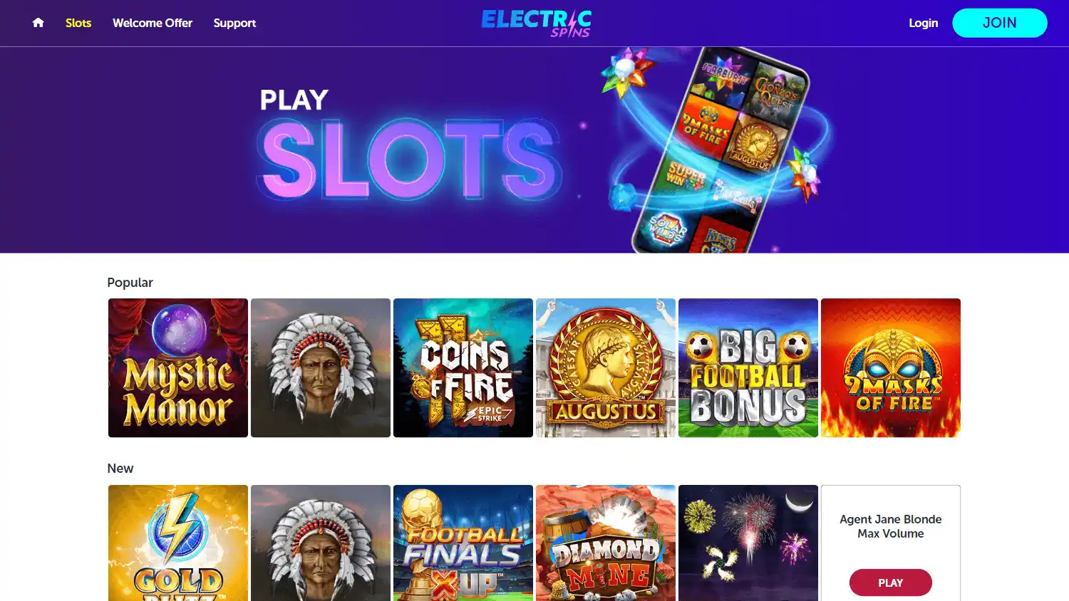 Electric Spins Casino screenshot 2