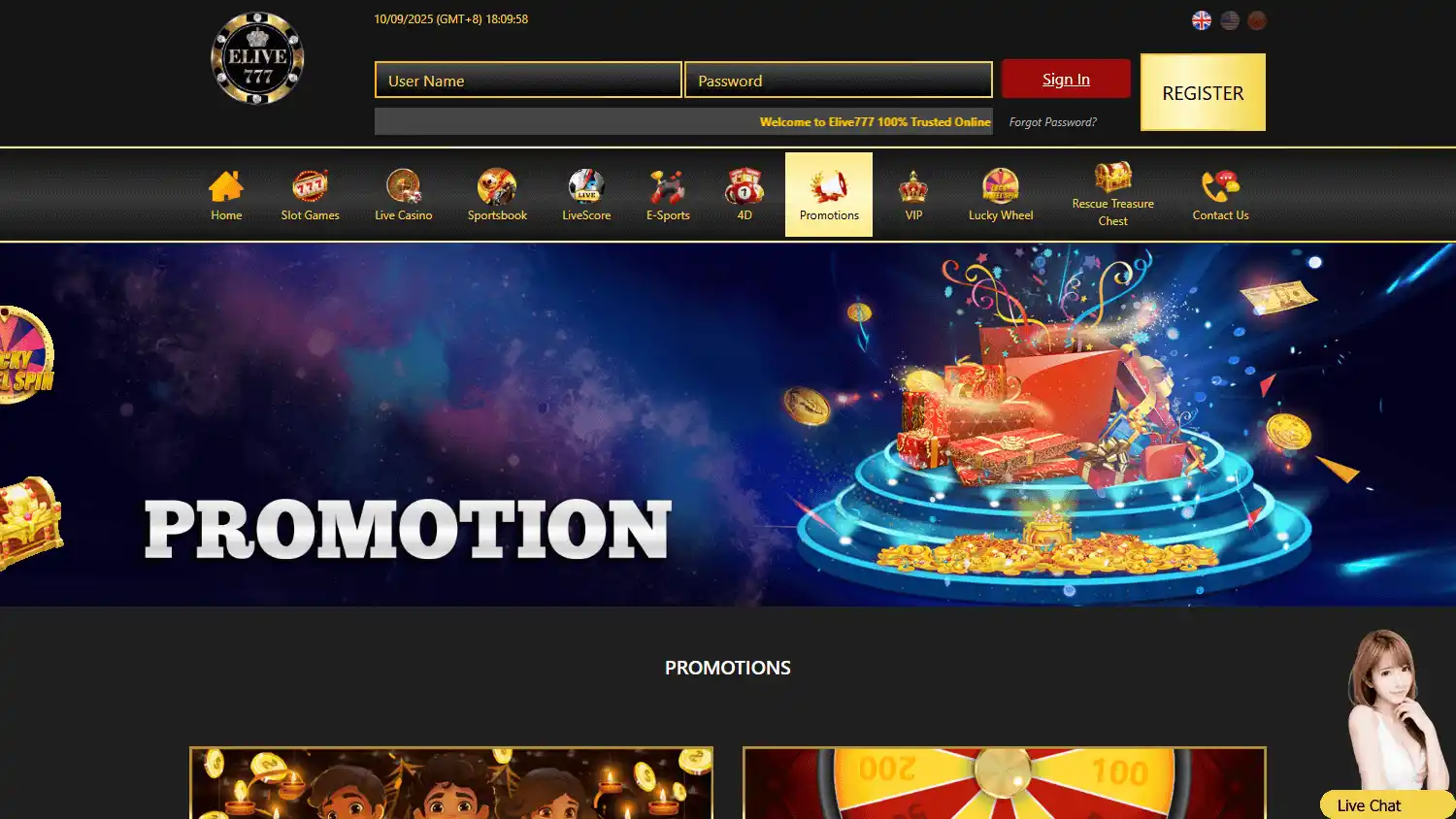 Elive777 Casino screenshot 3