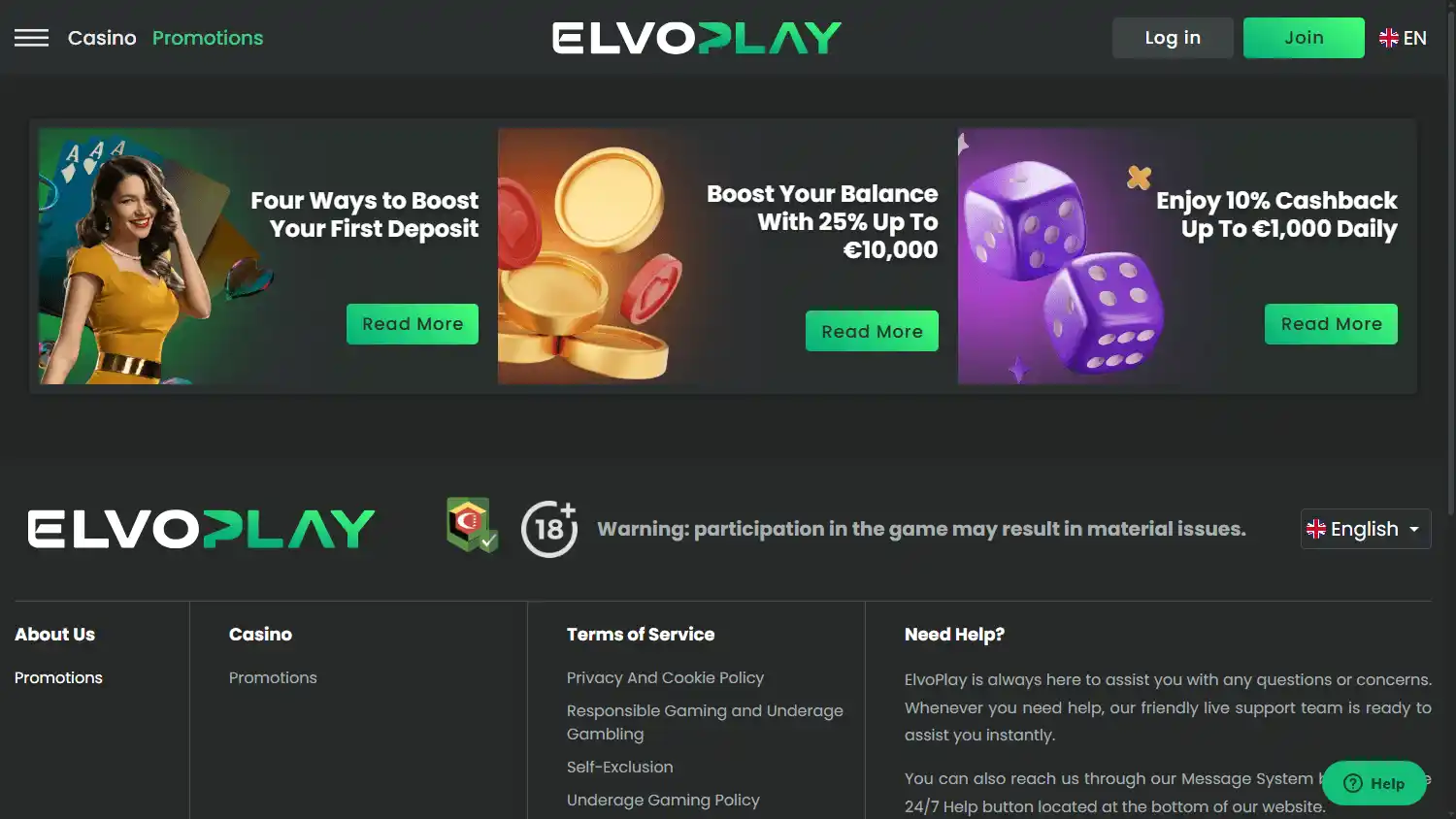 Elvoplay Casino screenshot 3