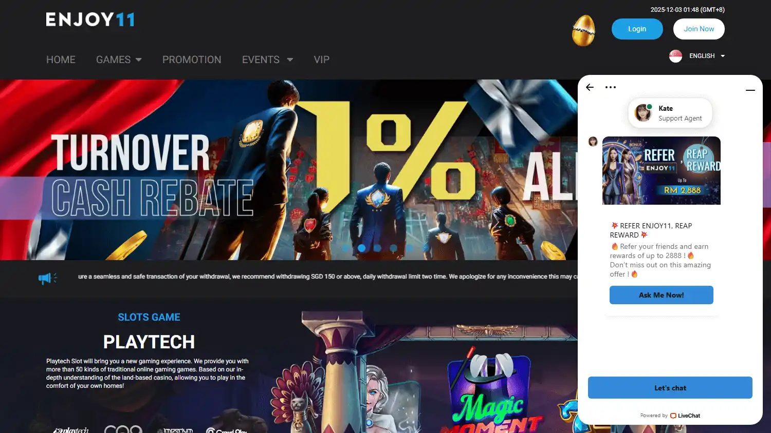 Enjoy11 Casino screenshot 1