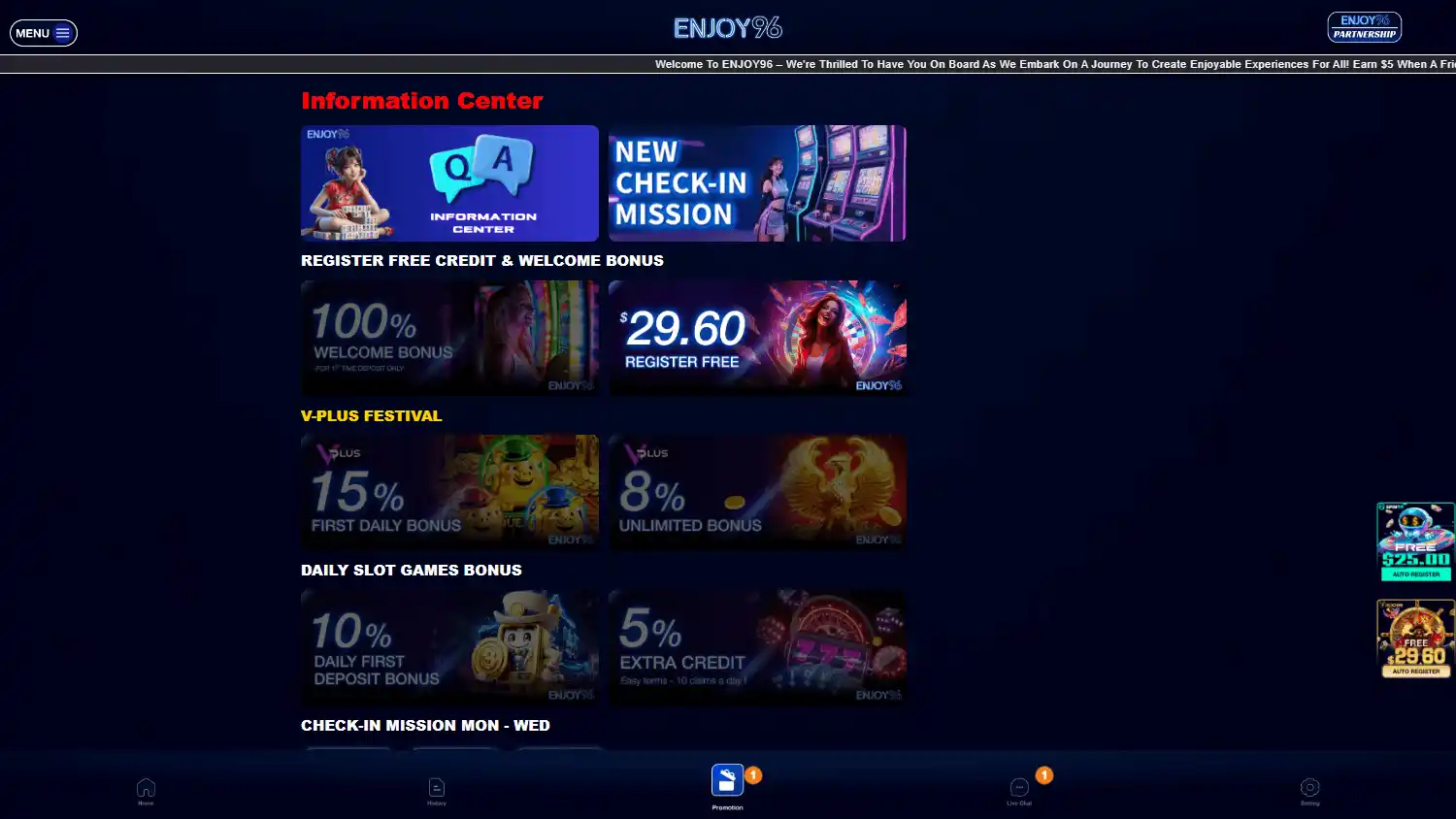 ENJOY96 Casino screenshot 2