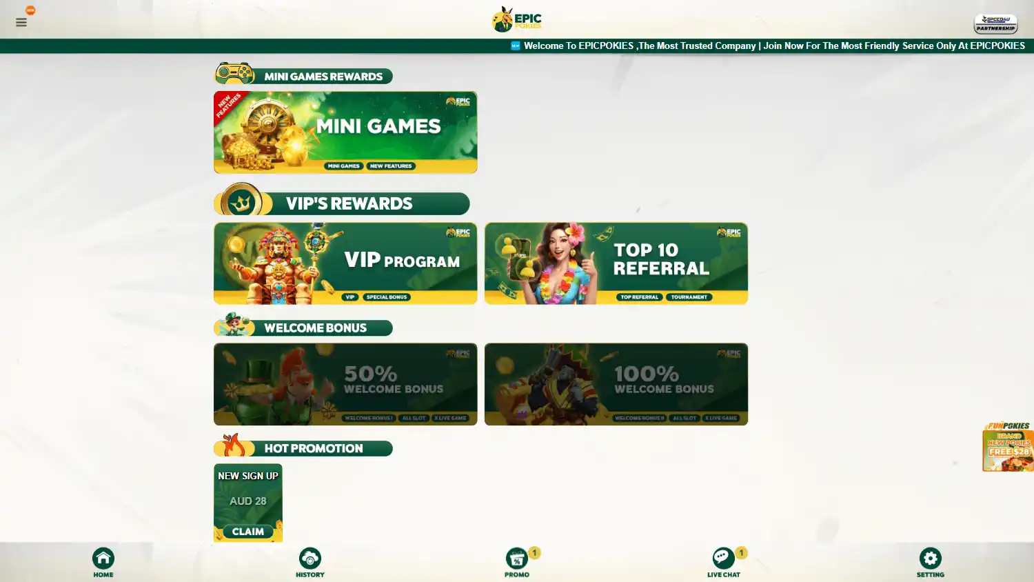 Epic Pokies Casino screenshot 2