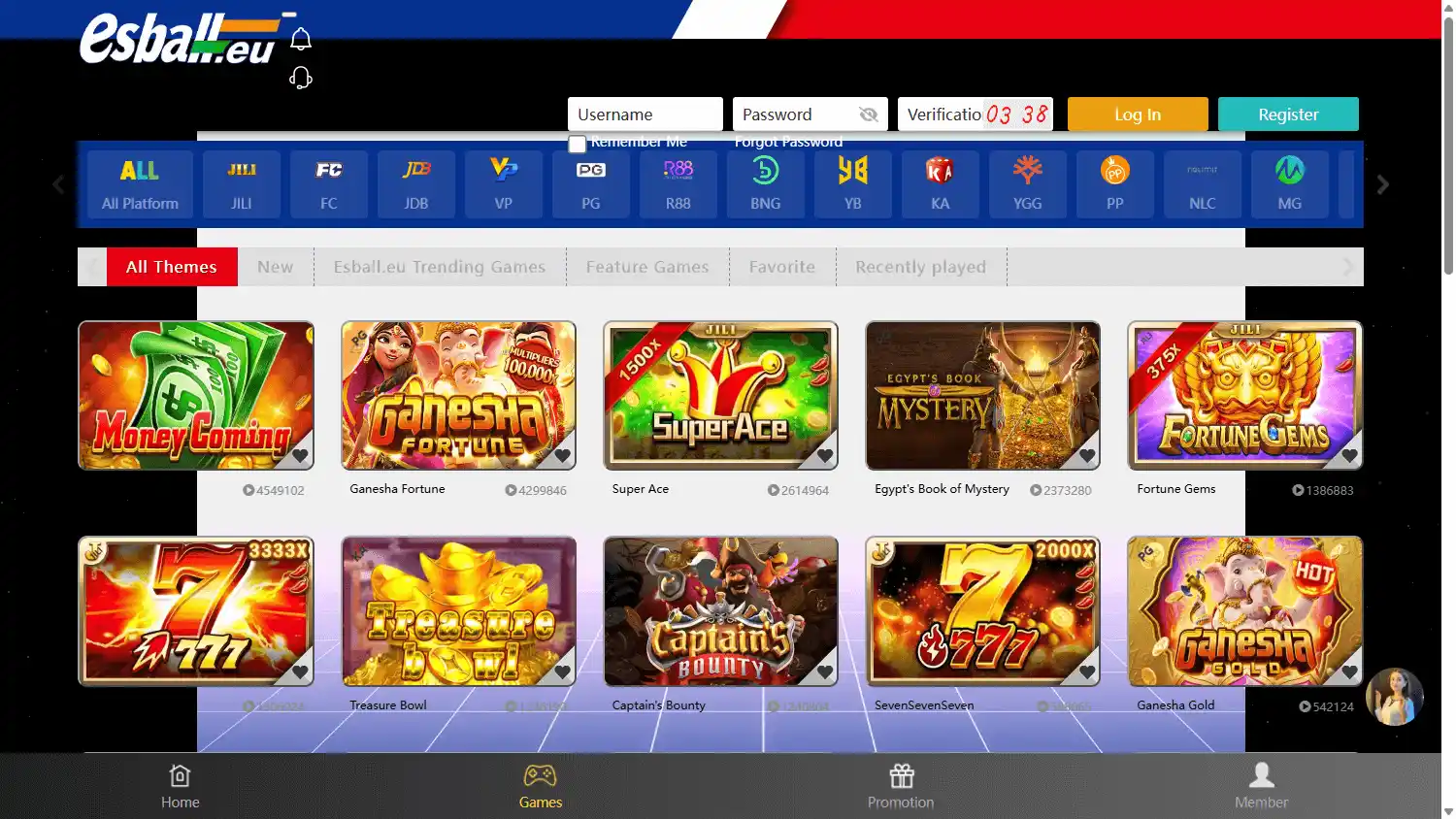 Esball Casino screenshot 2