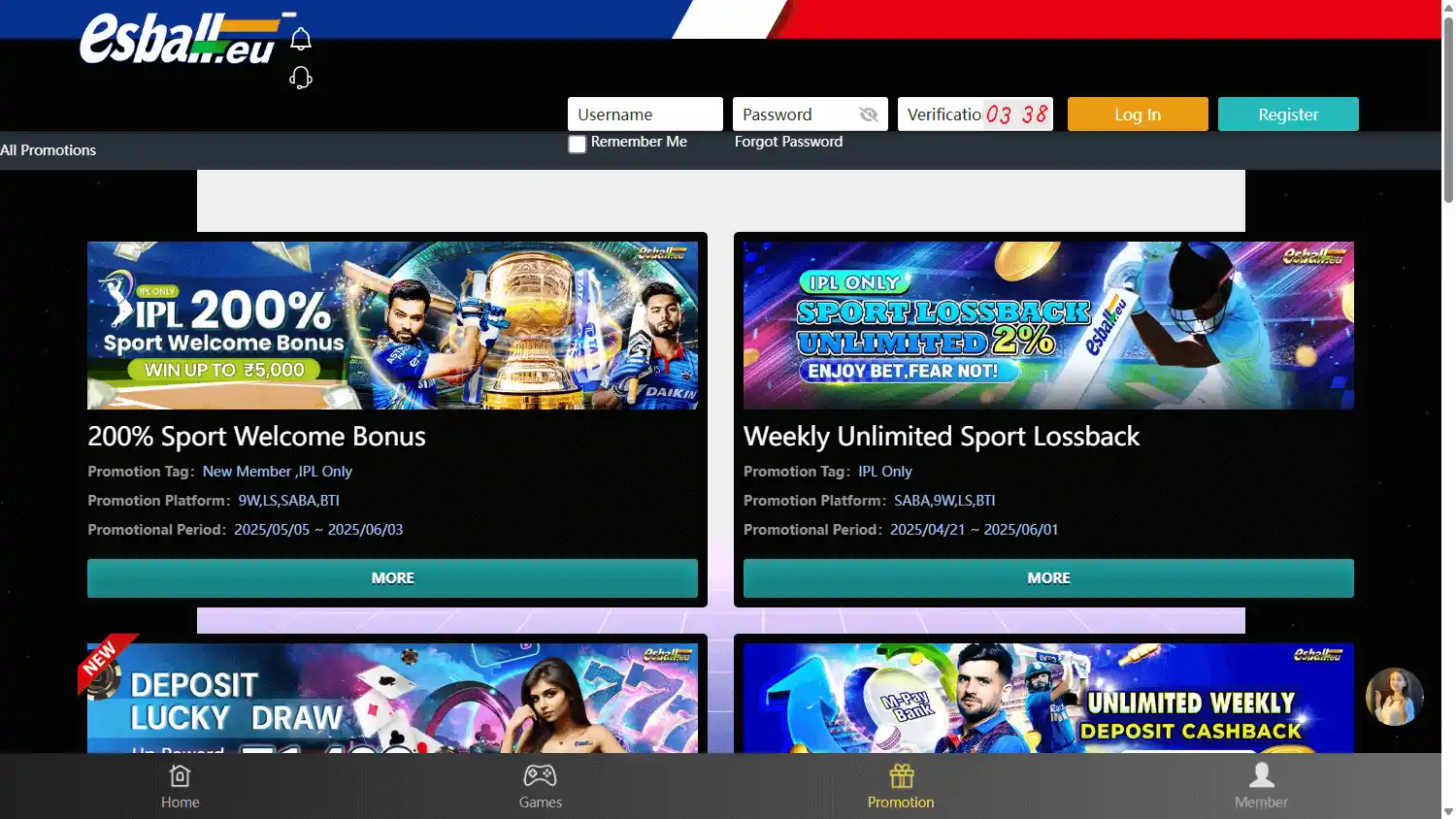 Esball Casino screenshot 3