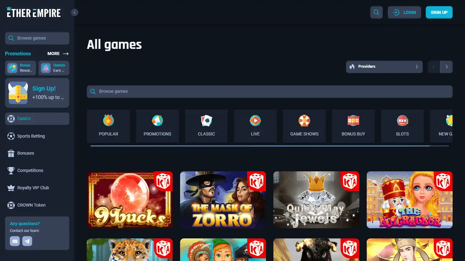 Ether Empire Casino screenshot 2