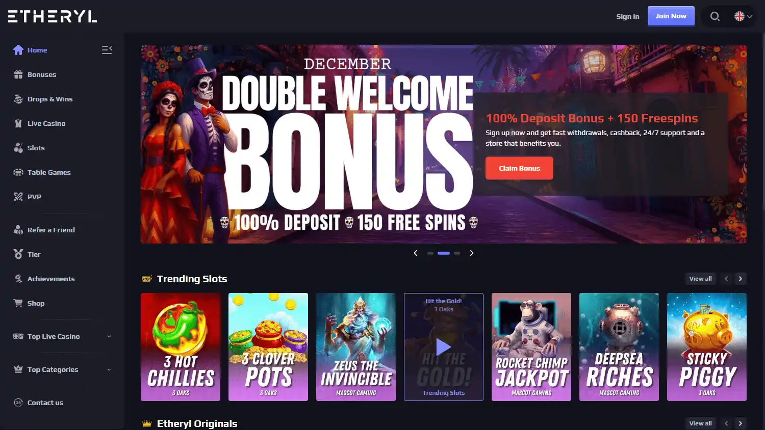 Etheryl.io Casino screenshot 1