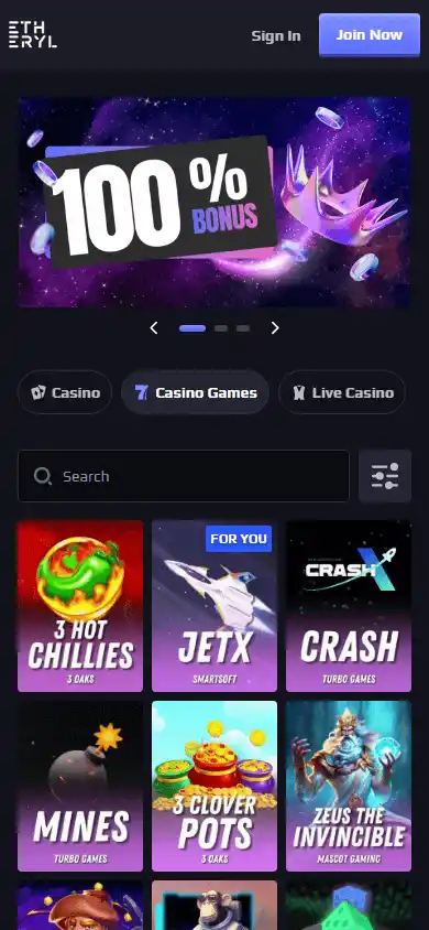 Etheryl.io Casino screenshot 5