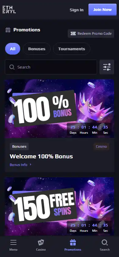 Etheryl.io Casino screenshot 6
