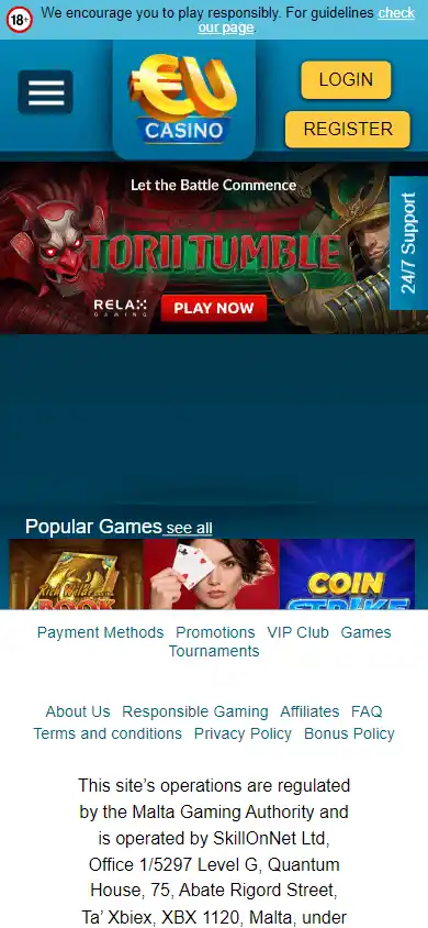 EUcasino DK screenshot 4