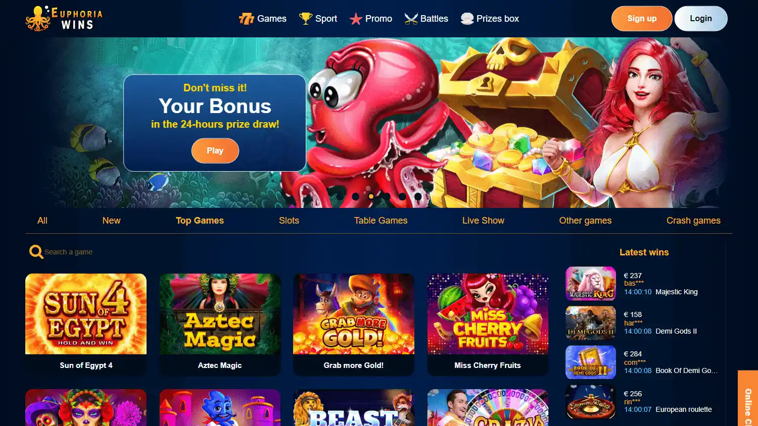 Euphoria Wins Casino screenshot 1