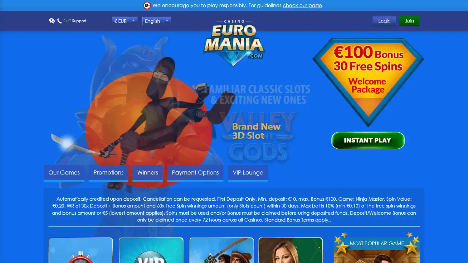EuroMania Casino UK screenshot 1