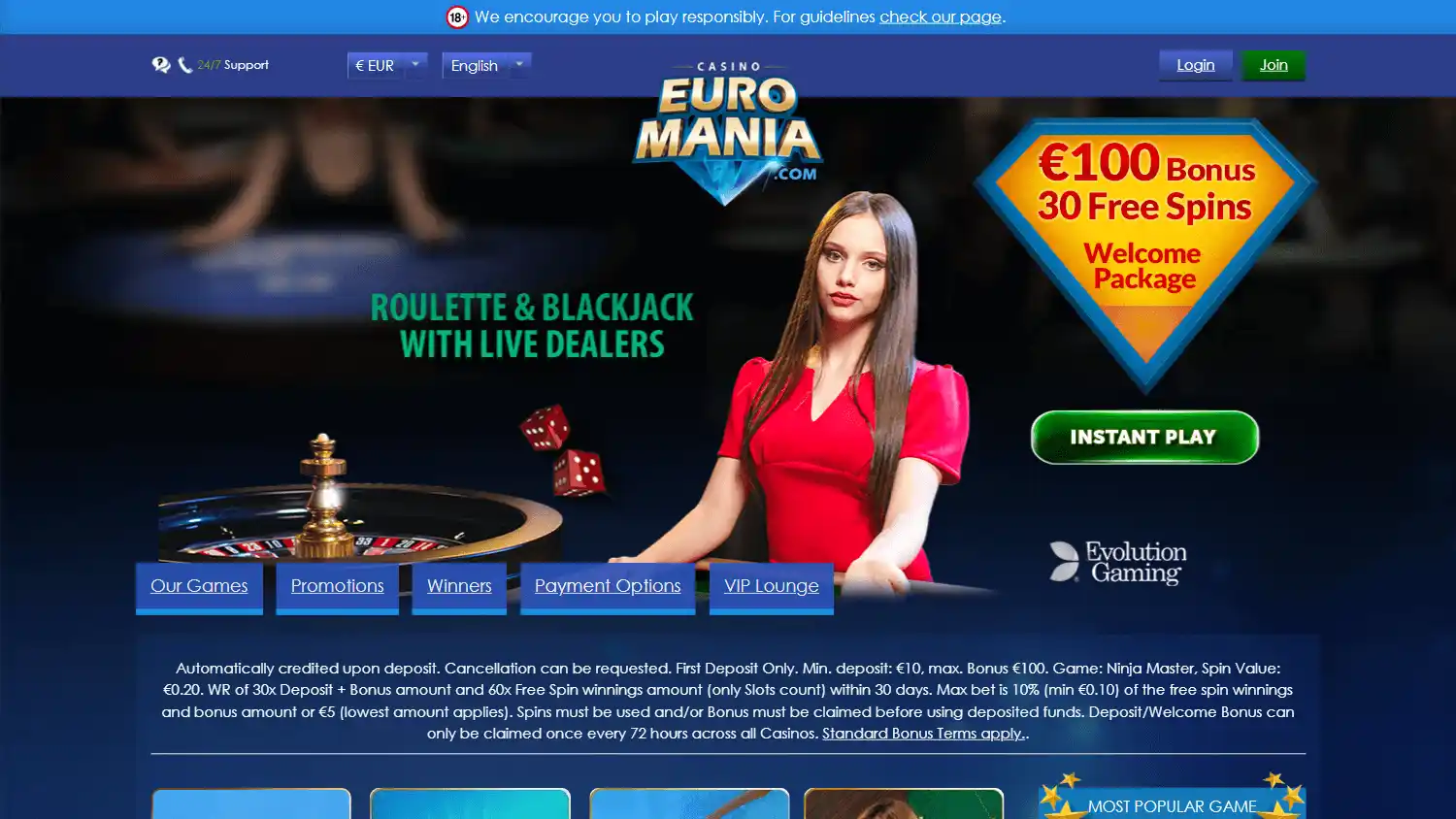 EuroMania Casino UK screenshot 3