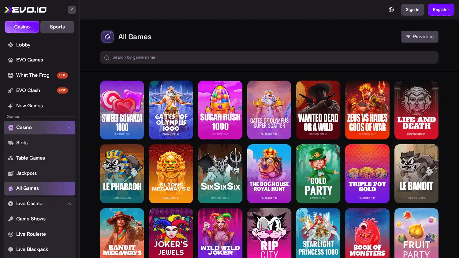 EVO Casino screenshot 2