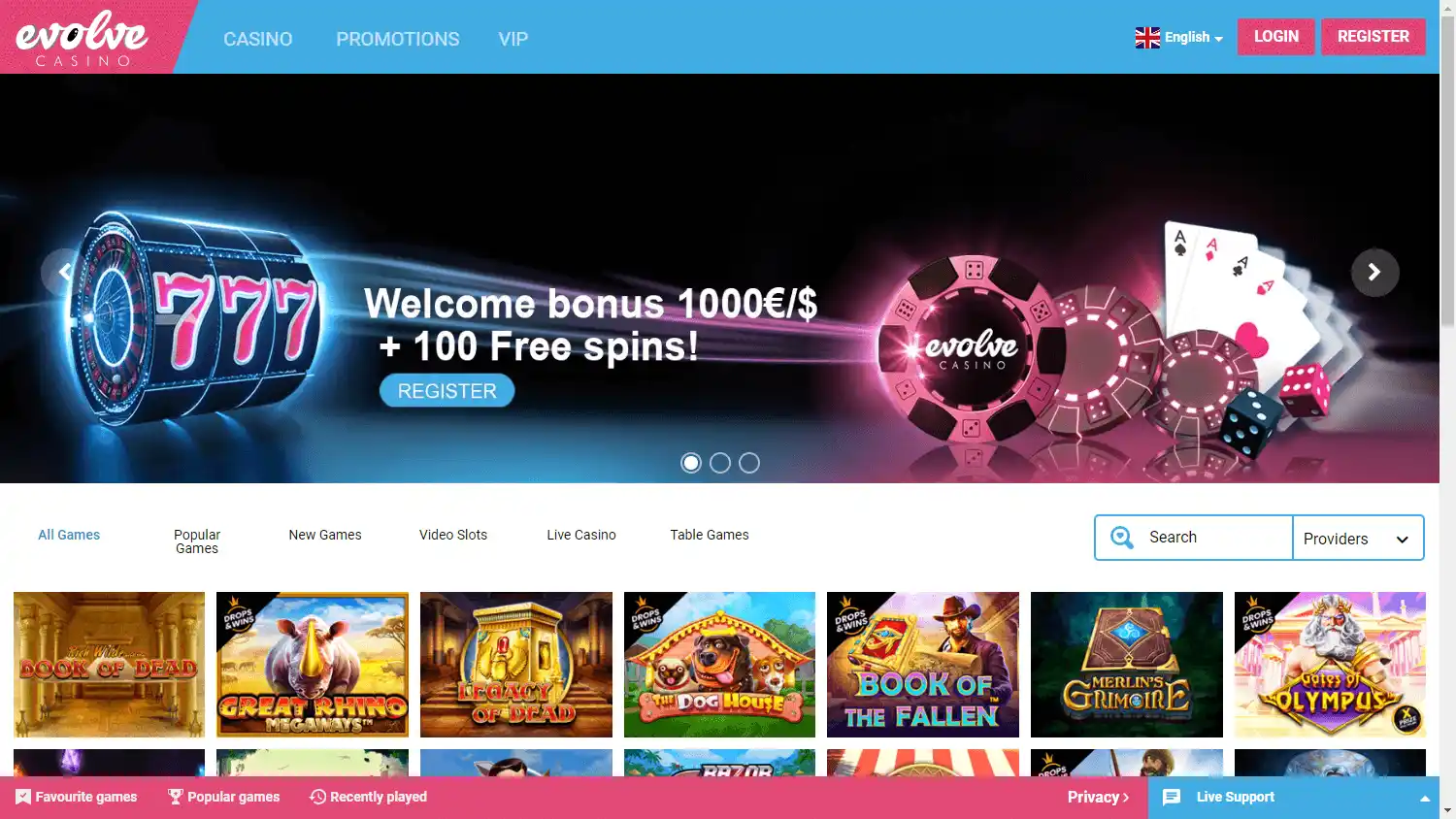 Evolve Casino screenshot 1