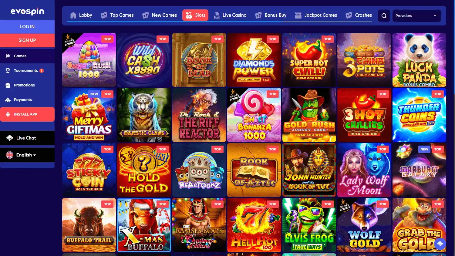 Evospin Casino screenshot 2