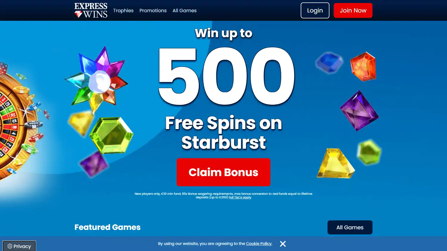 Express Wins Casino IE screenshot 1