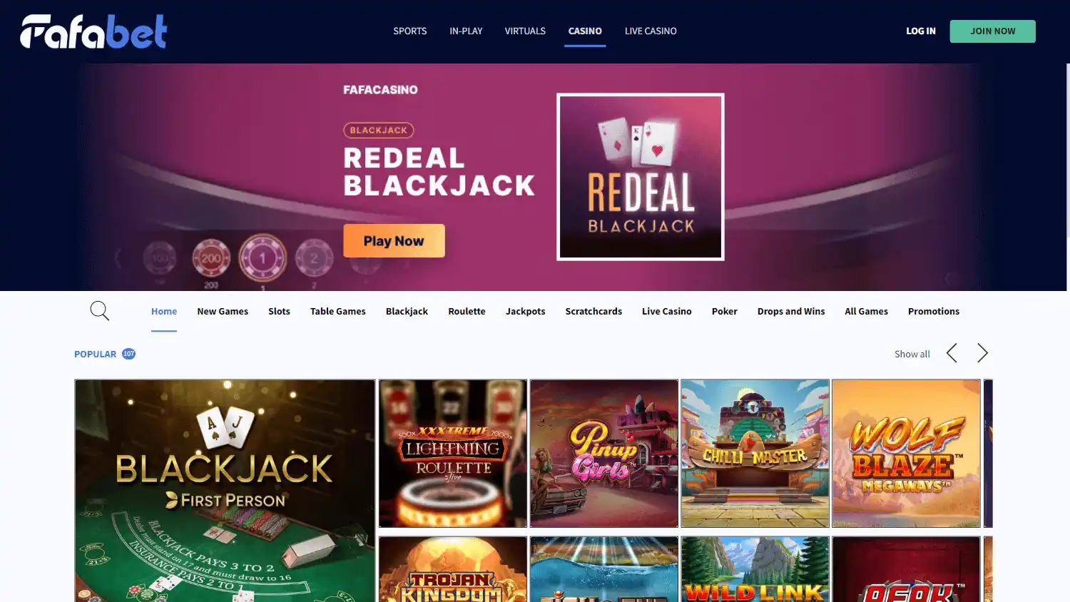 Fafabet Casino screenshot 2