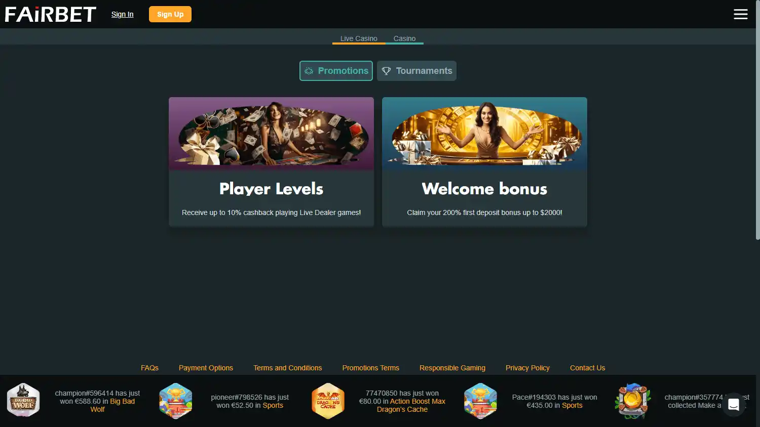 Fairbet.bet Casino screenshot 3
