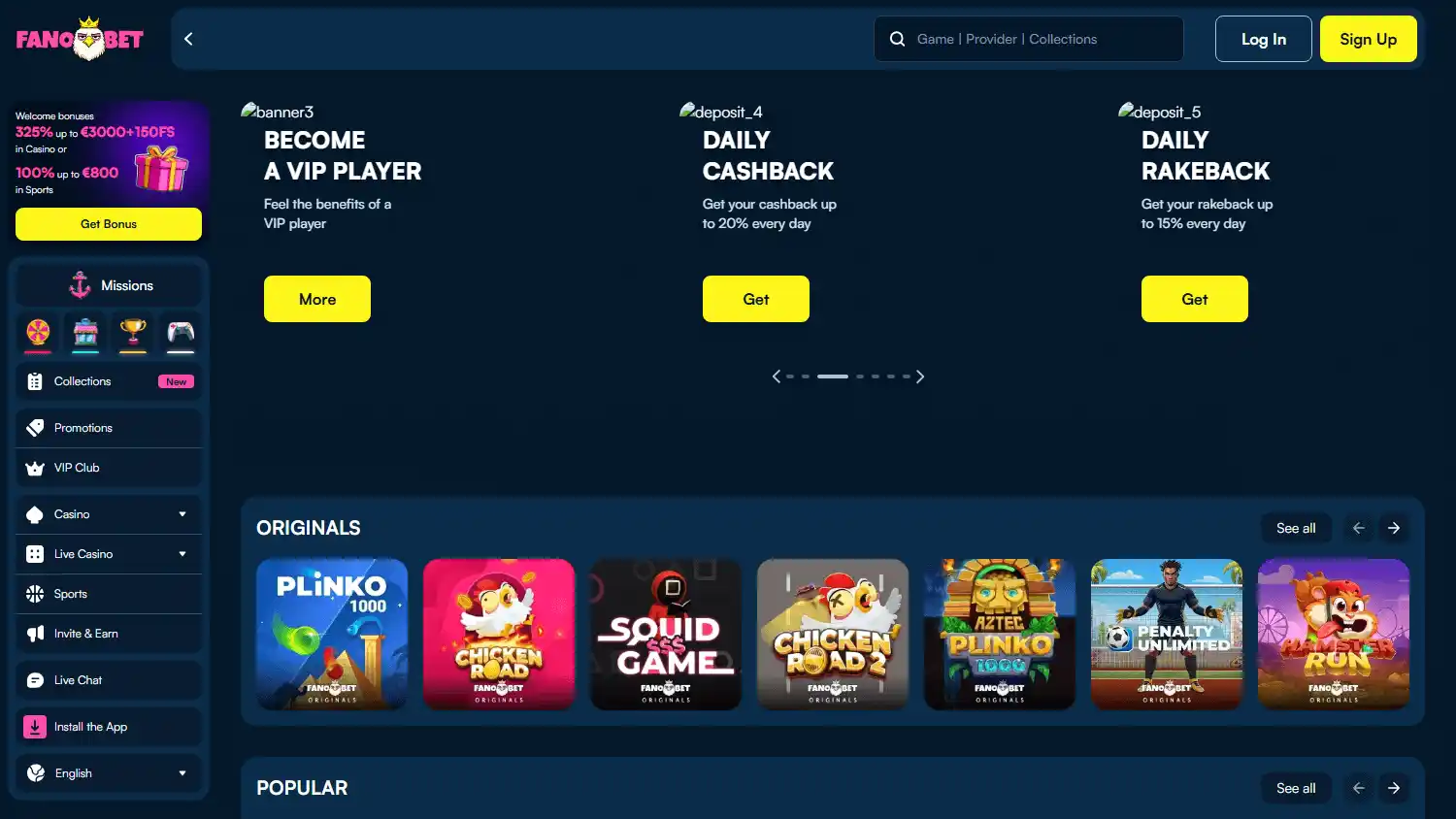 FanoBet Casino screenshot 1