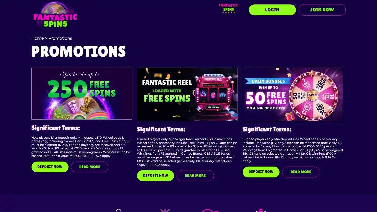 Fantastic Spins Casino screenshot 2