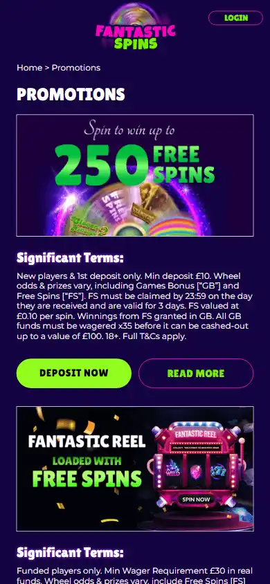 Fantastic Spins Casino screenshot 4