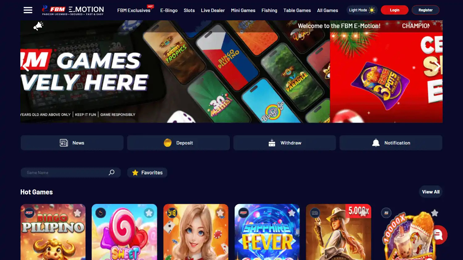 FBM E-Motion Casino screenshot 1