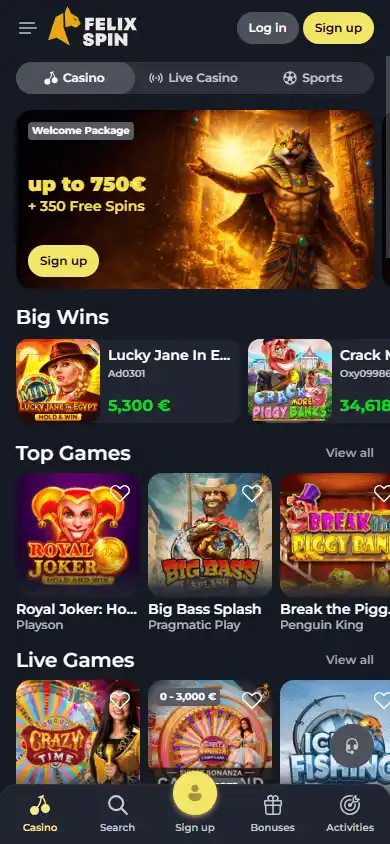 Felix Spin Casino screenshot 4