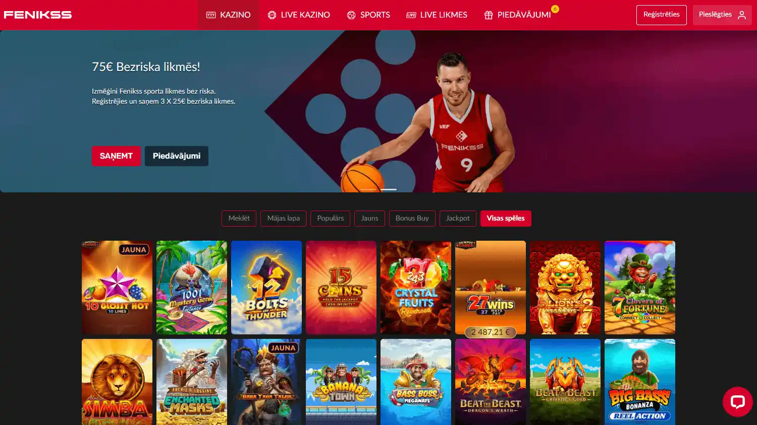 Fenikss Casino screenshot 2