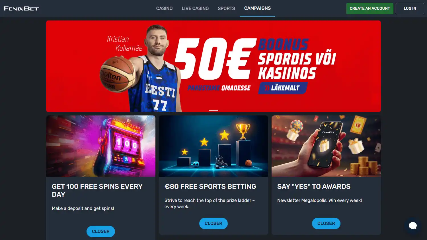Fenixbet Casino EE screenshot 2