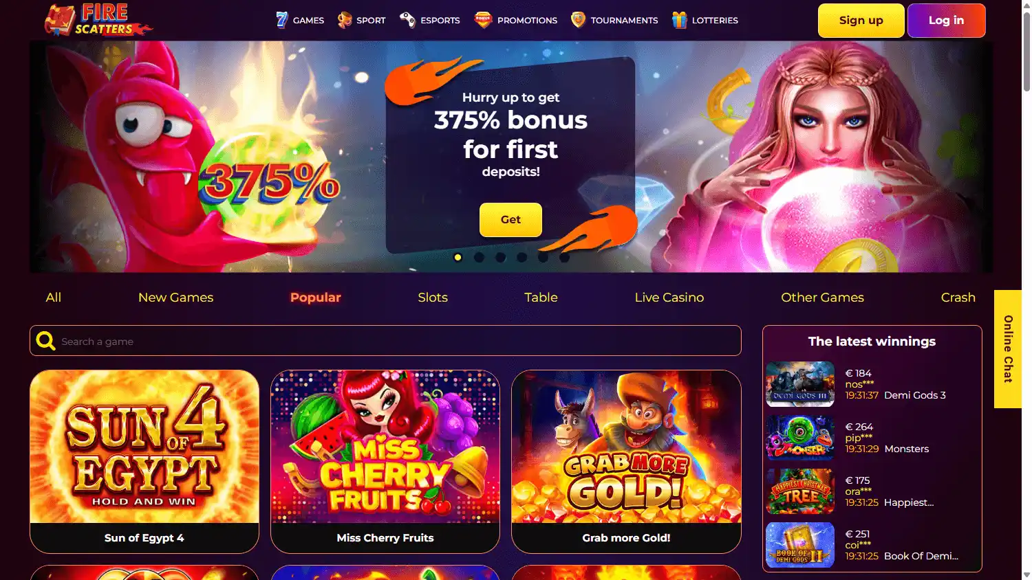 Fire Scatters Casino screenshot 1