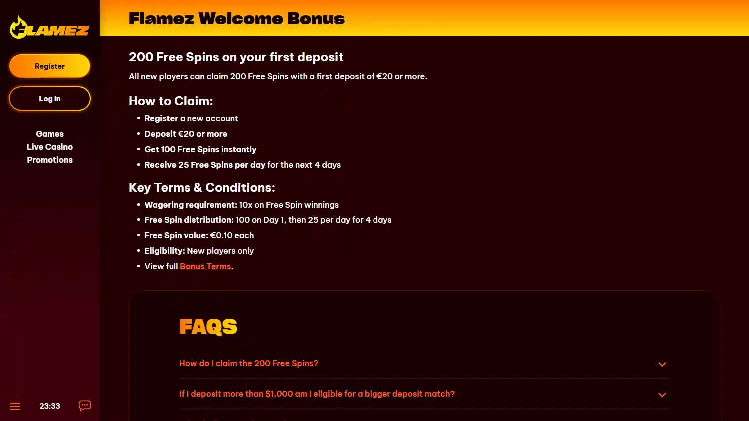 Flamez Casino screenshot 3