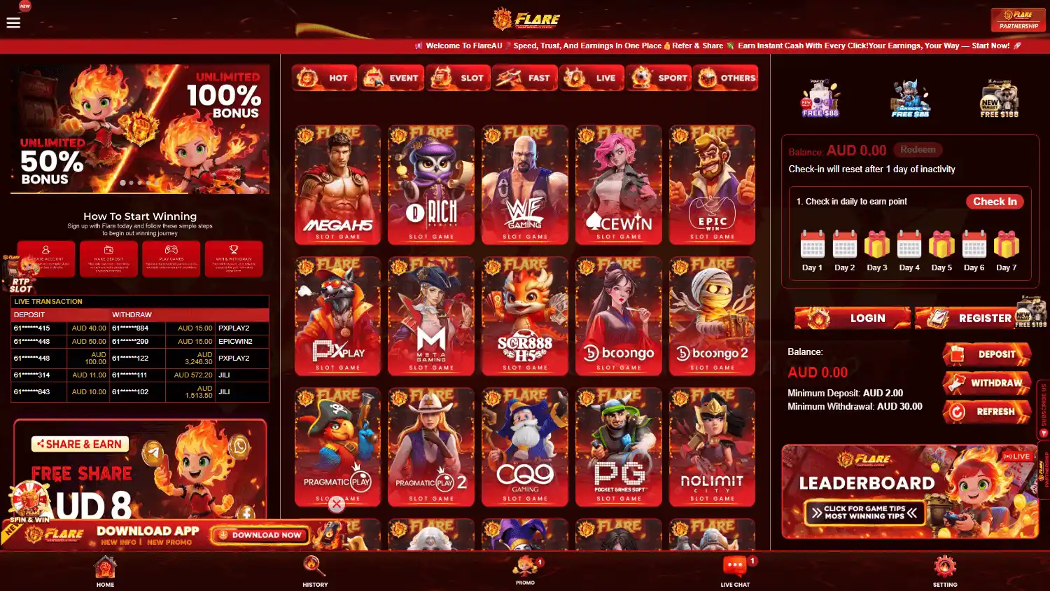 FlareAU Casino screenshot 1
