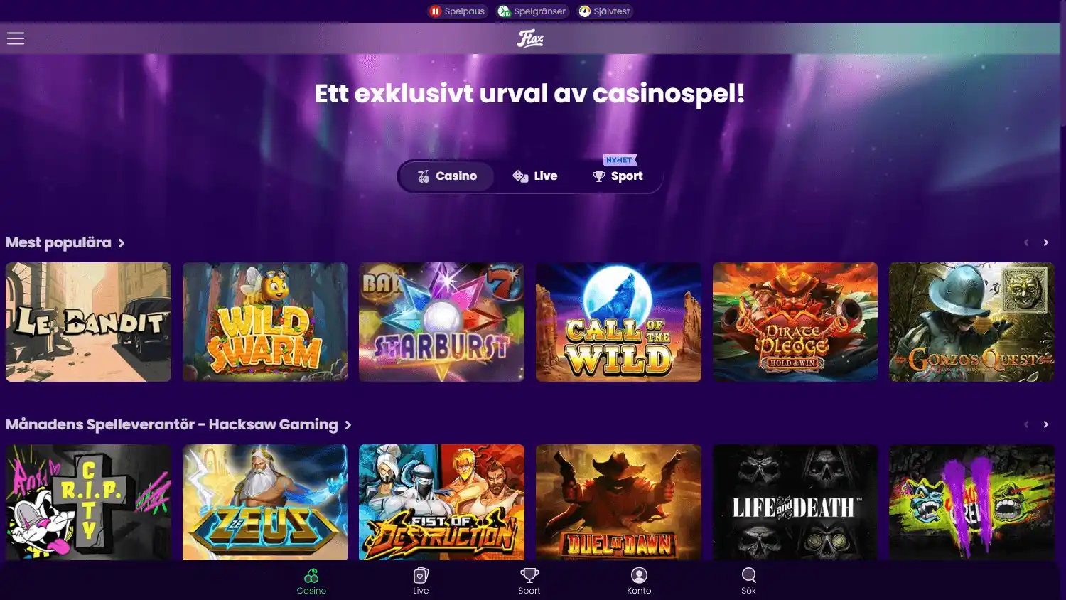 Flax Casino screenshot 2