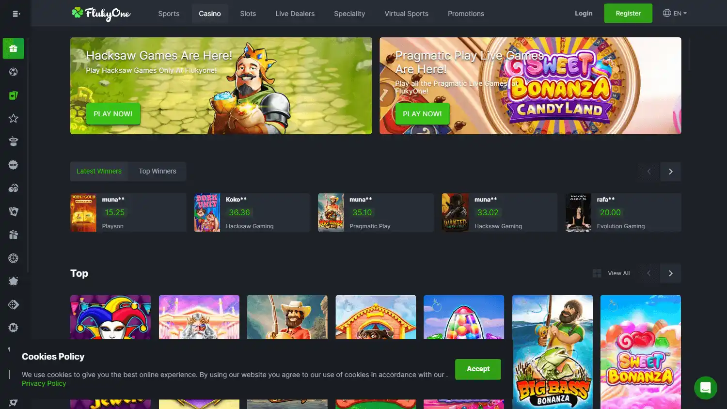 FlukyOne Casino screenshot 1