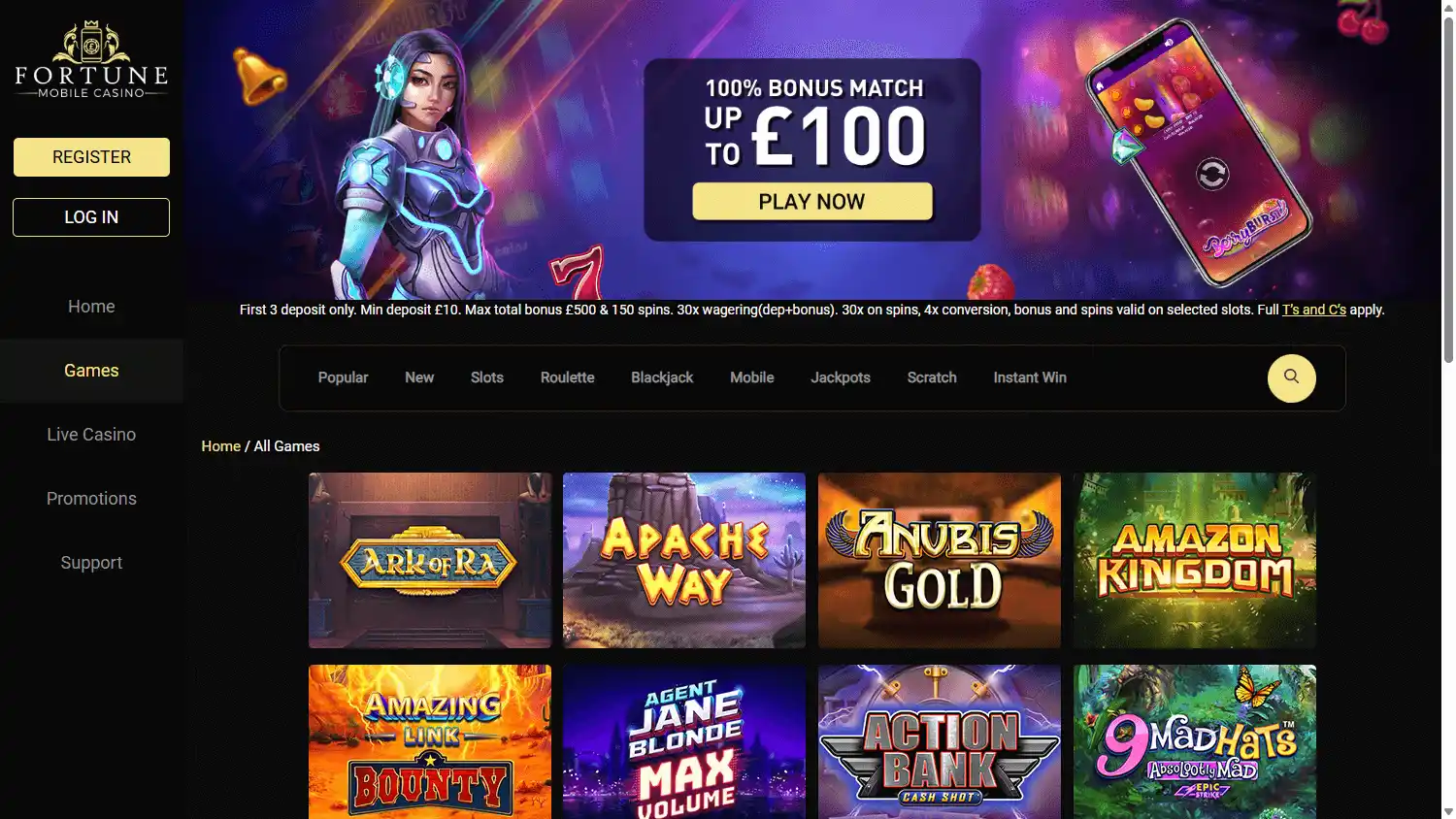 Fortune Mobile Casino screenshot 2