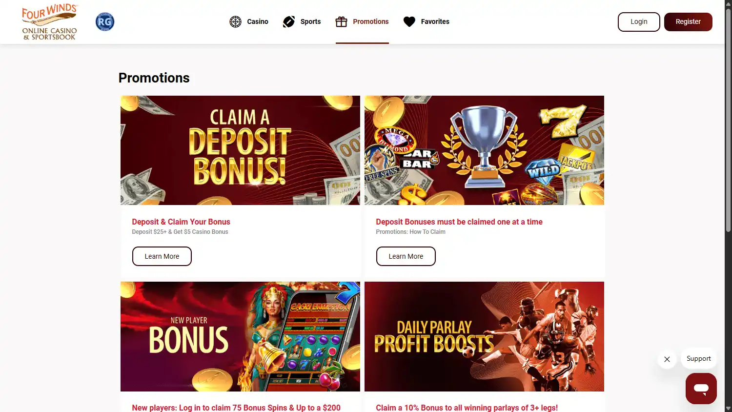 Four Winds Online Casino & Sportsbook screenshot 2