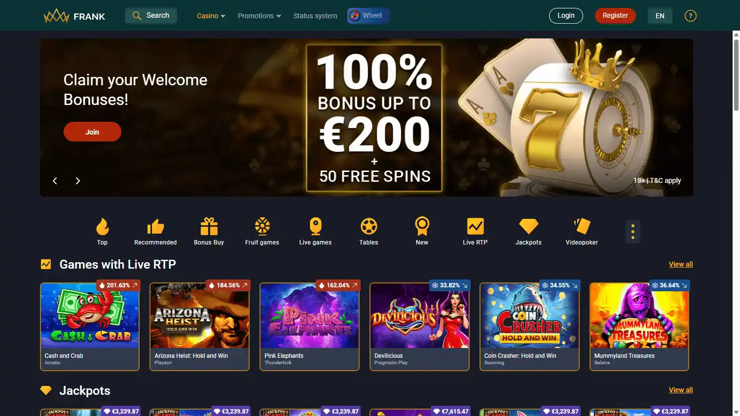 Frank Casino screenshot 1