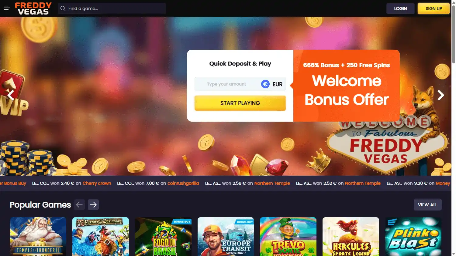 Freddy Vegas Casino screenshot 1