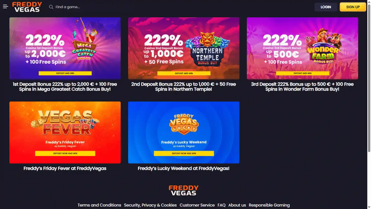 Freddy Vegas Casino screenshot 2