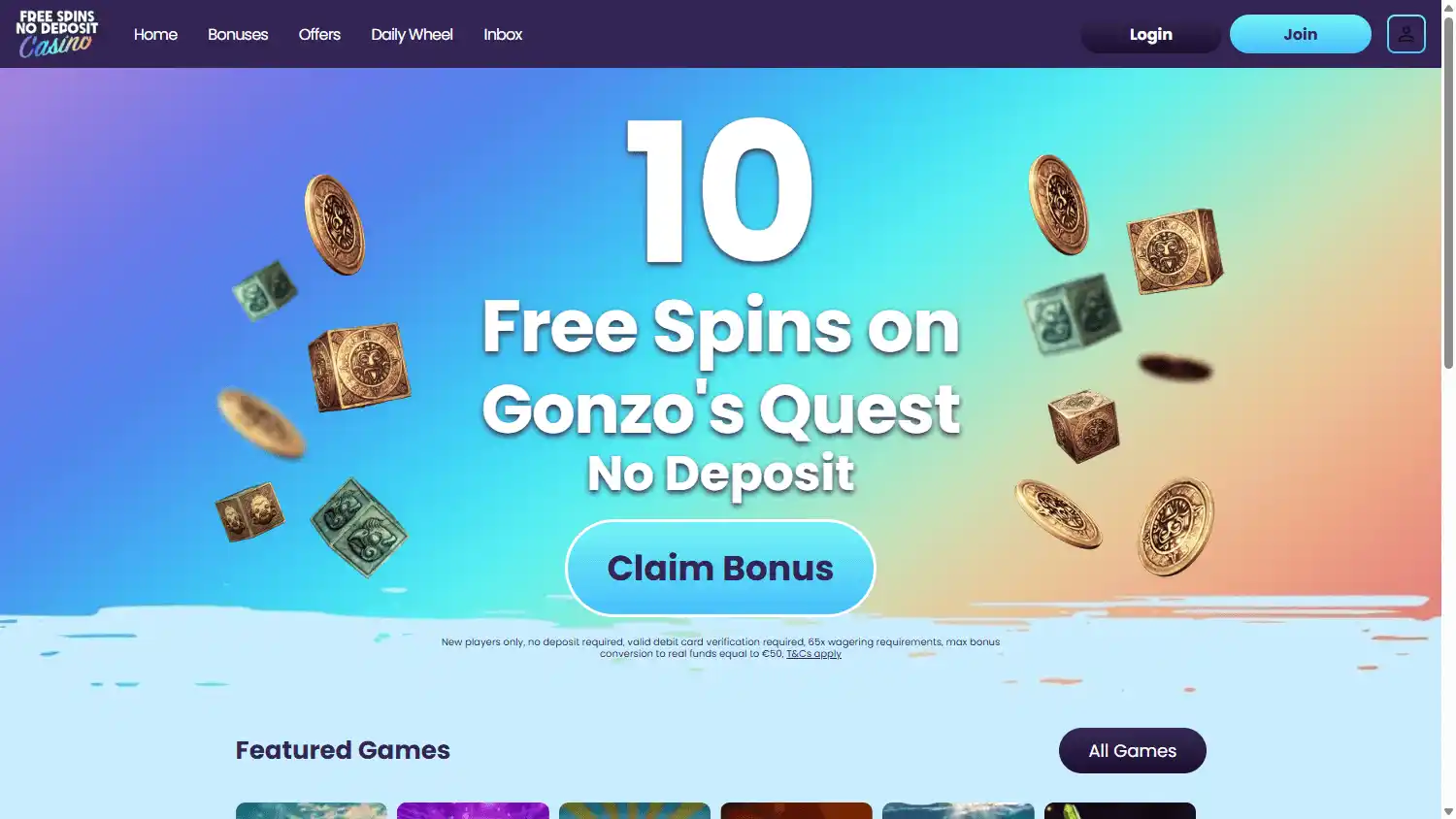 Free Spins No Deposit Casino IE screenshot 1
