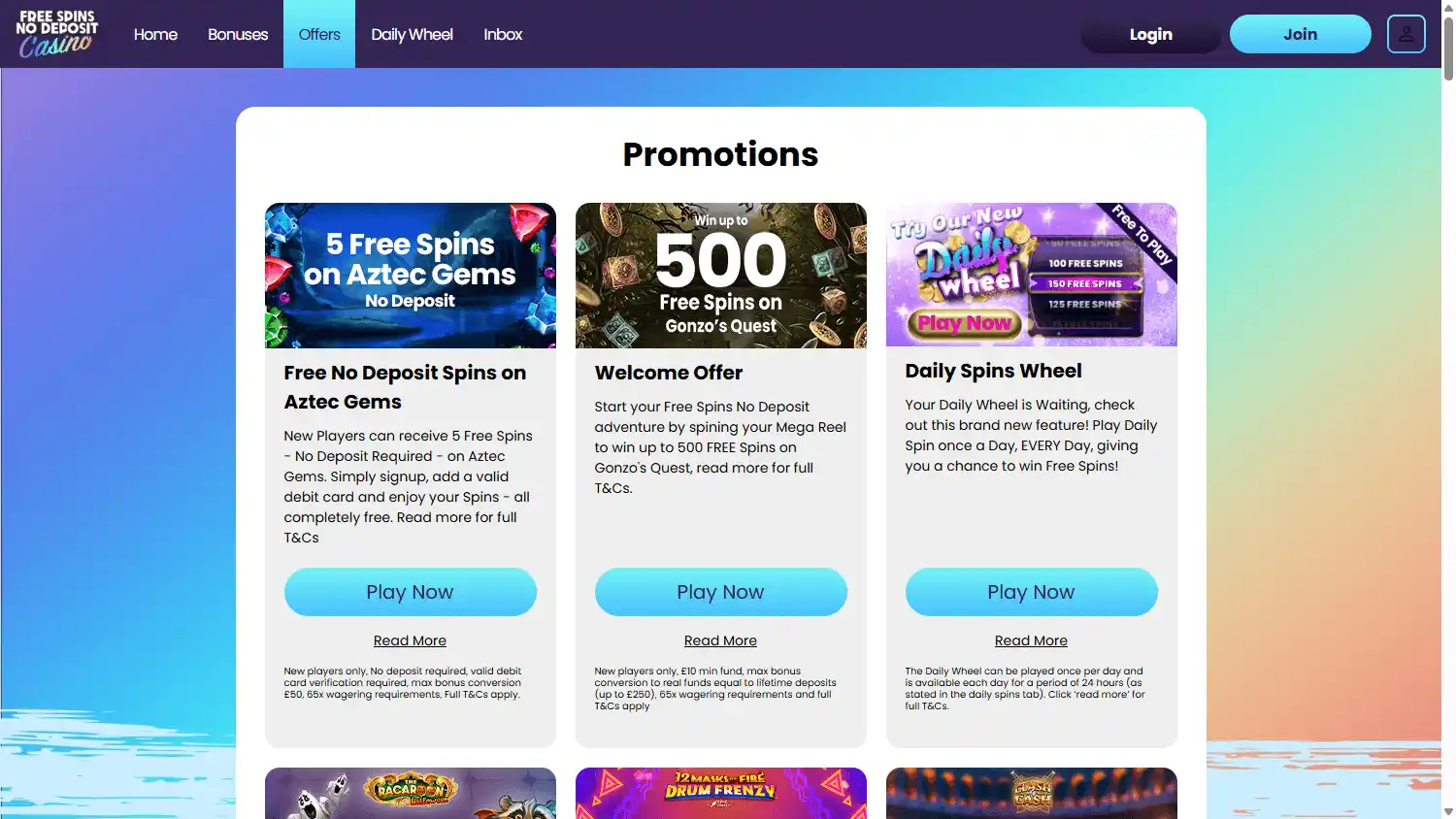 Free Spins No Deposit Casino IE screenshot 4