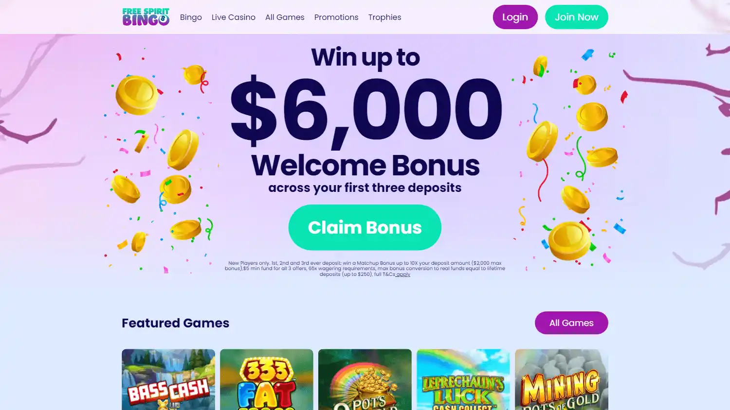 Free Spirit Bingo Casino NZ screenshot 1