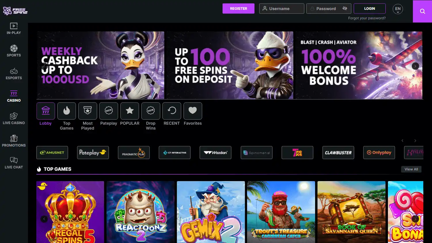 Freespinz Casino screenshot 1