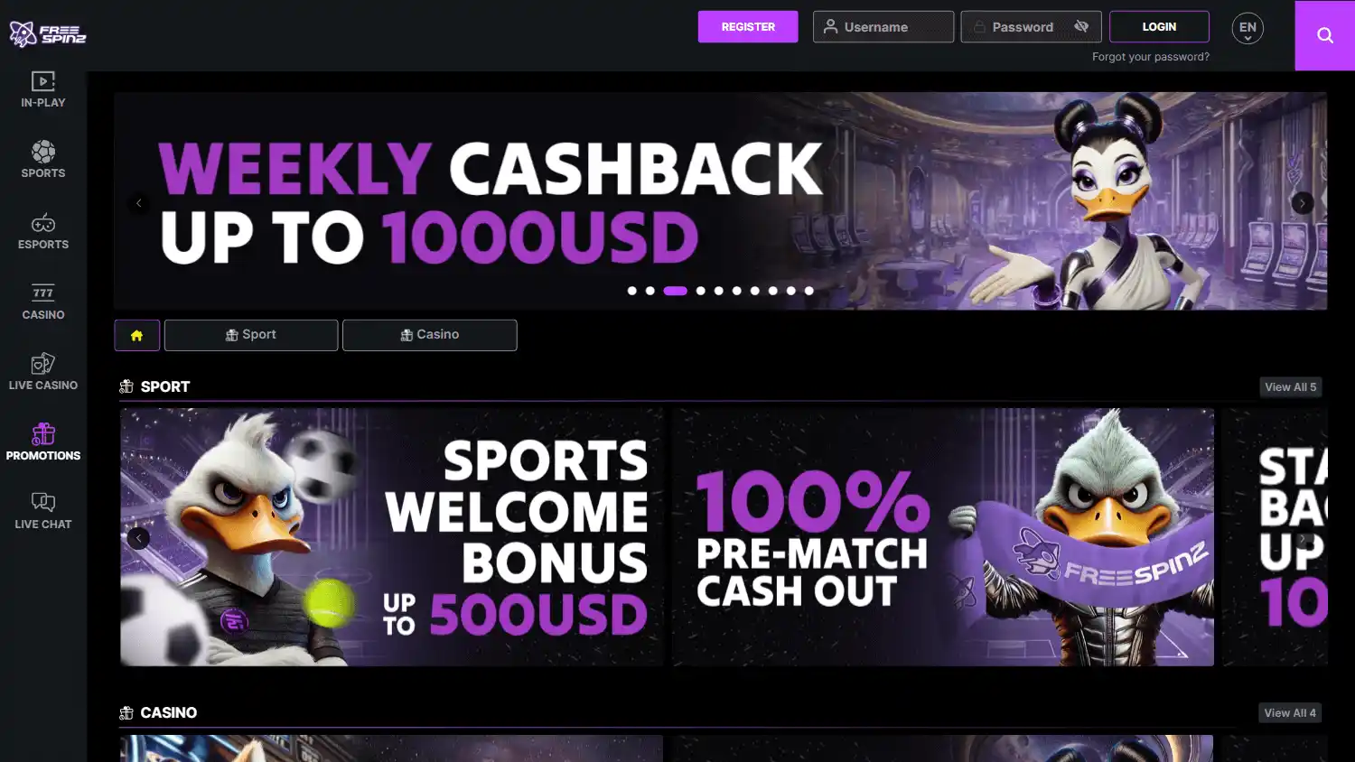 Freespinz Casino screenshot 2