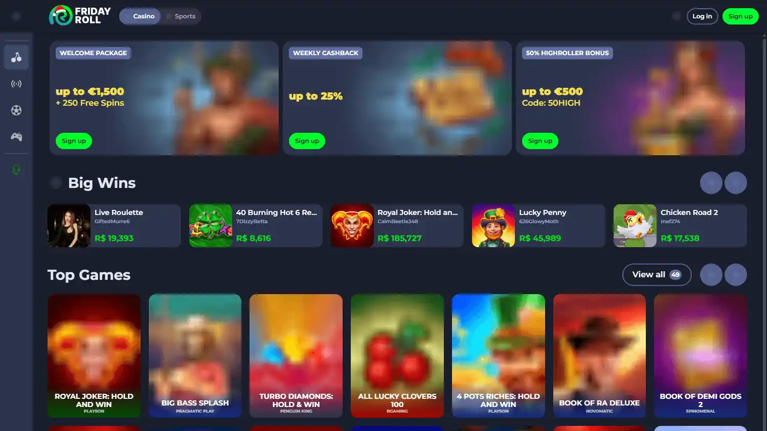 Fridayroll Casino screenshot 1